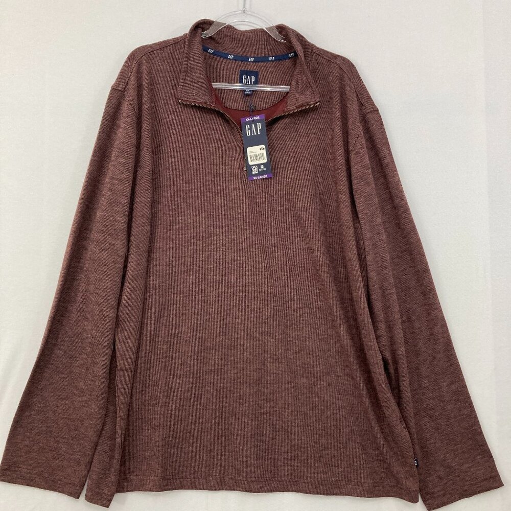 New GAP Men's size XXL Brown Half Zip Knit Long Sleeve Pullover Top Comfy